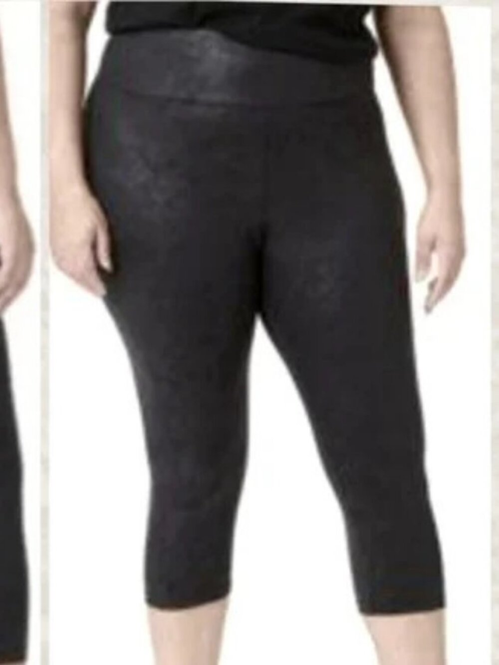 Nwt Ava & Viv Black Capri High Waisted Liquid Leggings Faux Leather 3X24W 26W